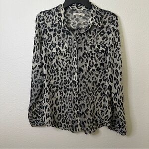 Old Navy Leopard Print Button Down Blouse Size M